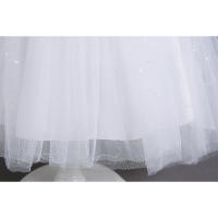 Vestido de fiesta blanco de novia con cola para niñas, con lazo para actuación - details 7