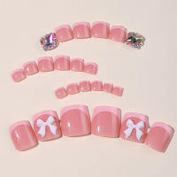 Uñas postizas rosas con lazo 3D, material seguro de larga duración, impermeable, vestido de niña caliente a juego - details 5