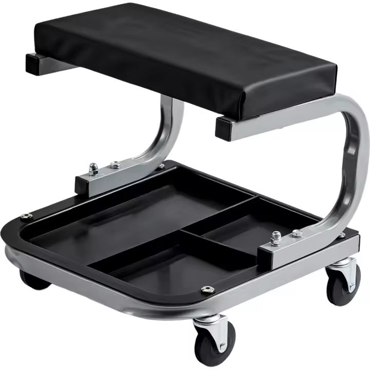 SucceBuy Mechanics Taburete de garaje, capacidad de 250 libras. Asiento resistente tipo creeper con bandeja para herramientas para trabajos debajo del automóvil. Ideal para mecánicos. Ruedas suaves, asiento cómodo. Versátil para garajes y talleres de repa - 1