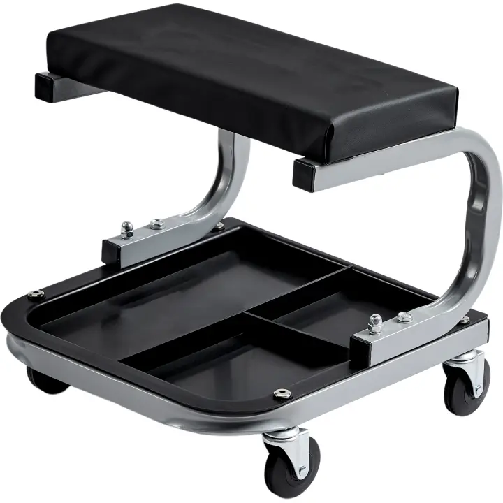 SucceBuy Mechanics Taburete de garaje, capacidad de 250 libras. Asiento resistente tipo creeper con bandeja para herramientas para trabajos debajo del automóvil. Ideal para mecánicos. Ruedas suaves, asiento cómodo. Versátil para garajes y talleres de repa - 1