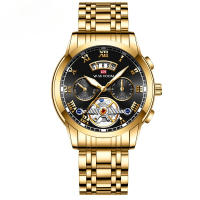 Tourbillon de acero inoxidable no automático mecánico multifuncional reloj de negocios luminoso resistente al agua - details 8