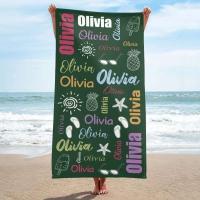 Toalla de playa personalizada para piscina, diseño de fuente multicolor, baño personalizado, con nombre exterior, cumpleaños - details 8
