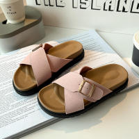 2025 Sandalias de verano para mujer, suela gruesa, plataforma cruzada, chanclas de playa retro, correa única, zapatos casuales - details 20