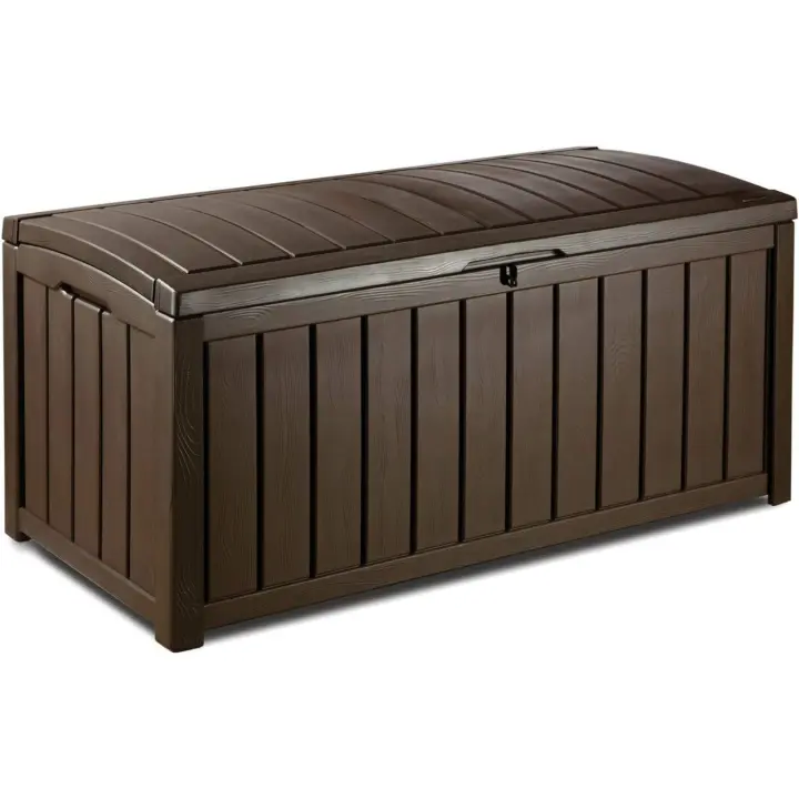Baúl de Almacenamiento Exterior de 390L Resina Marrón Ordenación Jardín y Balcón 65 x 128 x 61 cm - 1