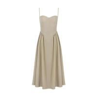 Suninheart verano Midi Spaghetti Strap vestidos ajustados cuello en V A e fiesta caqui vestido Casual ropa de mujer - details 5