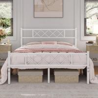 Cama Doble 140 x 200 cm con Espacio Almacenamiento Bajo Marco Metal Altura del Suelo 32 cm Blanco - details 0