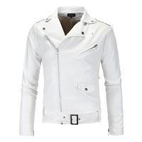 Abrigo de cuero de Pu para motocicleta, abrigo de cuero de Pu para motocicleta, versión coreana, ajustado, tendencia, hombres jóvenes y guapos, informal, con cuello levantado, Otoño e Invierno - details 6