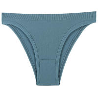 Tanga de algodón acanalado sin costuras para mujer, bragas de Bikini de cintura baja simples, ropa interior deportiva para niñas - details 24