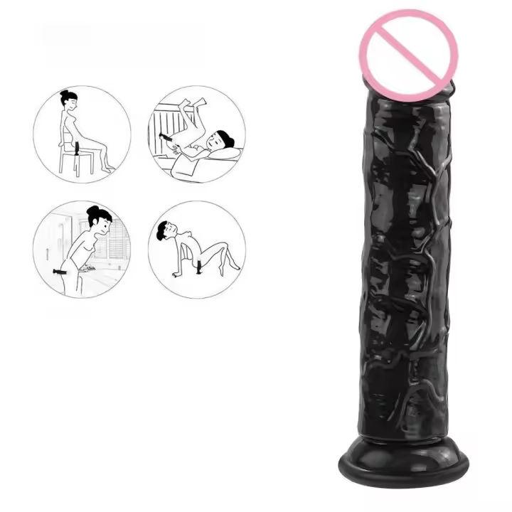 Dildo Realista Negro Estimulación de Vagina y Rectum para Adultos Masajeador de Placer para Parejas - 1