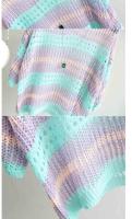 Blusas caladas coloridas de media manga para mujer, camisa de punto de seda de hielo a rayas, jersey holgado de estilo Retro, camisetas sin mangas ligeras - details 1