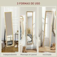 Cuerpo Entero 157x37 cm Espejo de Pie o de Pared con Marco de MDF y Soporte para Salón Dormitorio Roble - details 50