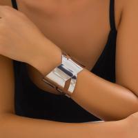 Brazalete ajustable abierto con Cruz de Metal liso Punk para mujer, pulsera de mano ancha, Color dorado exagerado - details 4