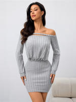 Vestido de hombro desnudo y falda corta para mujeres - details 1