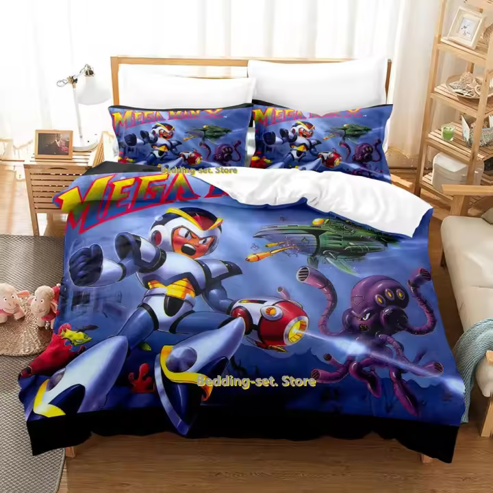 Mega Man X DiVE Juego de Ropa de Cama Tamaño Cama 3D Anime Ropa de Cama para Adultos y Niños - 1