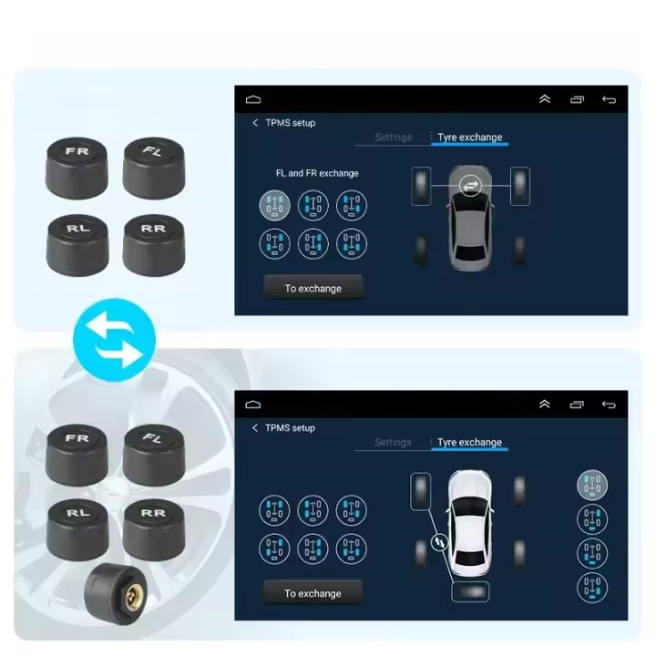 Sistema De Alarma Y Monitor De Presión De Neumáticos Para Coche TPMS Con Pantalla USB Para Navegador De Android Sensor De Temperatura Y Medidor De Ruedas - 1