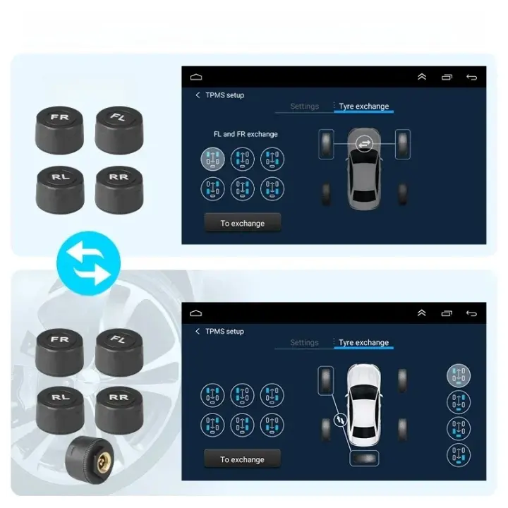 Sistema De Alarma Y Monitor De Presión De Neumáticos Para Coche TPMS Con Pantalla USB Para Navegador De Android Sensor De Temperatura Y Medidor De Ruedas - 1
