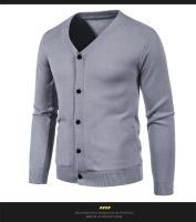 Cárdigan de punto para hombre, M-5XL de otoño, suéter fino básico elástico ajustado con cuello en V, abrigo informal versátil de Color sólido, 2024 - details 13