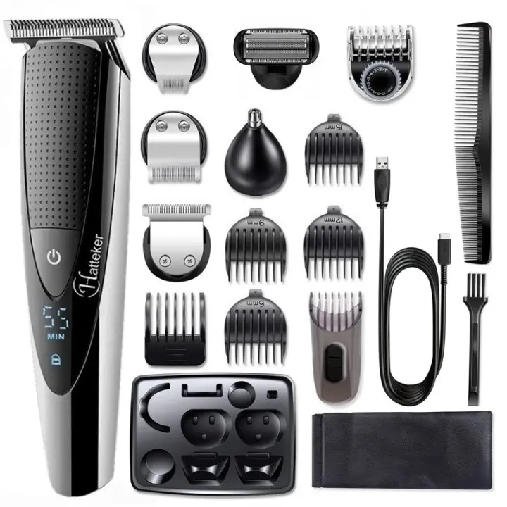 Kit de cortadora de pelo profesional para hombres, afeitadora de barba, eléctrica, impermeable, multi, todo en uno - 1