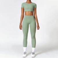 Conjunto de yoga de dos piezas para mujer Leggings de cintura alta de manga corta - details 7