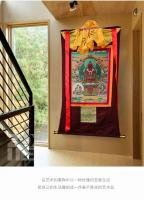 Pinturas de Budismo Tantrico Estilo Xizang Hechas a Mano Chang Shou's Tres Pantallas Thangka para Sala de Estar y Jardín Iluminación y Decoración - details 9