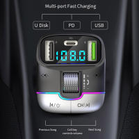 Transmisor FM para coche con Bluetooth 5,3, adaptador inalámbrico, reproductor MP3, llamada manos libres, USB Dual, PD, Cargador rápido, rueda de rodillo - details 1