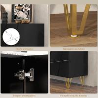 Aparador para Salón Aparador de Entrada con 3 Puertas y Estantes Ajustables Armario de Almacenamiento para Cocina Sala 120x40x75 cm Negro Brillo - details 6