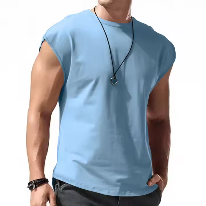 Camiseta sin mangas para hombre, ropa de temporada independiente, ropa deportiva, corte holgado, pantalones cortos, verano, 2024 - 1