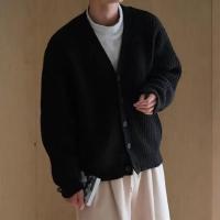 Cárdigan de invierno y otoño para hombre, suéter grueso de un solo pecho con cuello en V y botones, chaqueta de punto, suéter elástico de color sólido - details 13
