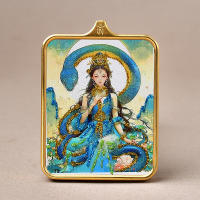 Colgante Thangka tibetano, aleación de acero de titanio cuadrado Zaki Ram, color, múltiples patrones de oro para elegir, recto - details 8