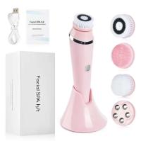 Cepillo de limpieza Facial eléctrico 4 en 1, dispositivo de limpieza Facial recargable giratorio sónico resistente al agua, limpiador de poros, herramienta de cuidado de la piel - details 1