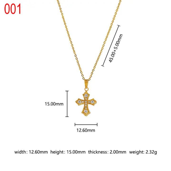 Colgante pequeño para mujer con microincrustaciones de circonita cruzada de lujo ligero de acero inoxidable Black King - 1