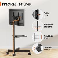 Carro de TV Móvil con Ruedas Soporte de Alta Altura Ajustable para Pantallas Planas/Curvas LED - details 6
