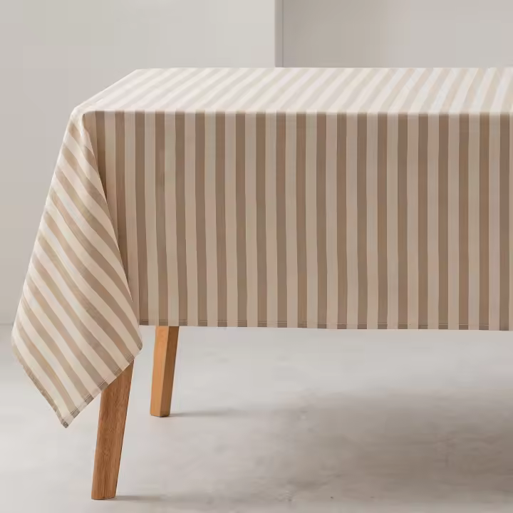 Mantel Gamusi con rayas anchas, tacto de tela de algodón orgánico impermeable - 1