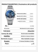 Reloj para hombre Reloj multifuncional Calendario Cronógrafo de fase lunar Reloj para hombre Cinturón de acero Luminoso resistente al agua - details 0