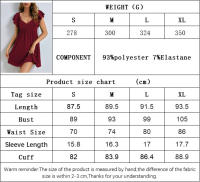 Vestido de cuello V de mujer vestido relajado y casual corto - details 0