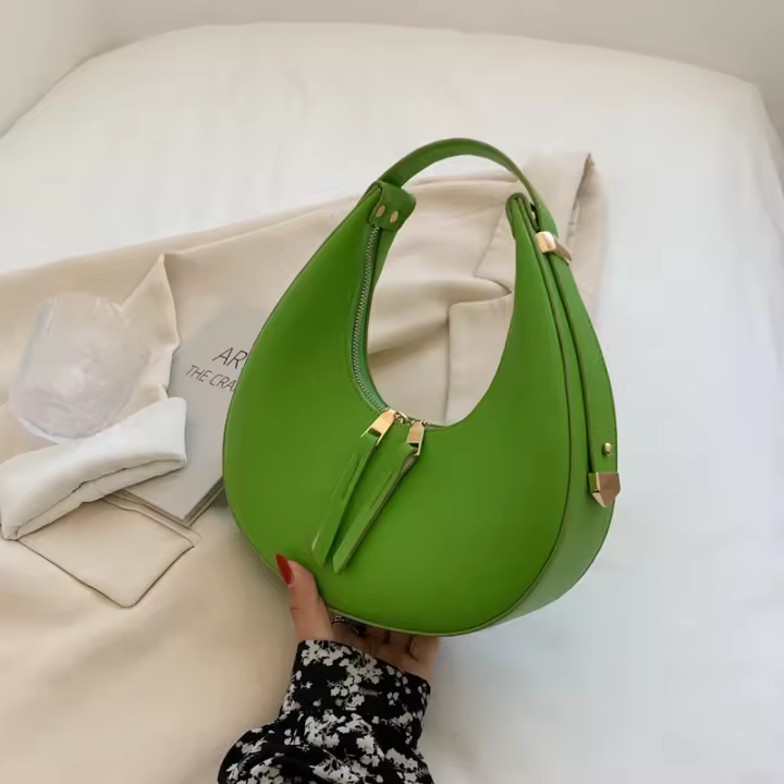 Bolso de Mujer de Lujo en Forma de Media Luna de Cuero PU Bolso de Hombre de Color sólido Bolso Pequeño de Dumpling Diseño de Bolso de Axila - 1
