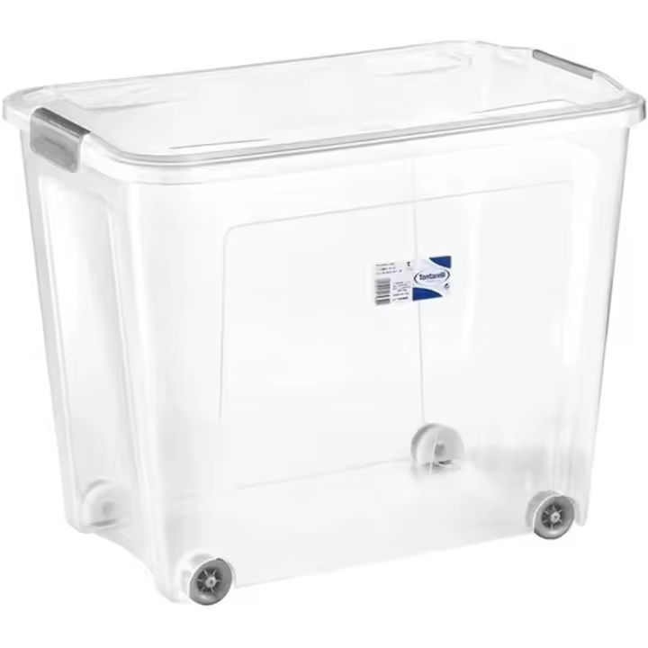 Caja de Almacenamiento de Plástico con Tapa y Ruedas Inde 67L - 1