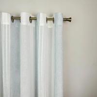 Cortinas de lino y poliéster decoradas con líneas blancas verticales.150x260cm. Decoración del hogar y la oficina. - details 5