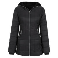 Chaqueta de Invierno con Capucha y Manga Larga Cálida, Estilizada, Abrigo de Lino con Forro de Vellón para Mujeres - details 5