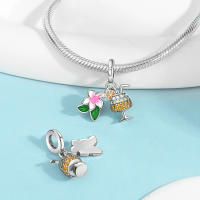 Colgante con cuentas de plata de ley 925, colgantes de flores con copa de cóctel, pulsera Original para hacer joyas, regalo del Día de San Valentín - details 3