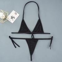 Conjuntos de mini sujetador sexy sin aros, conjunto de sujetador sin forro de malla ultrafina, conjunto de bragas negro transparente de 2 piezas con cuello Halter, conjuntos de lencería exótica para mujer - details 3