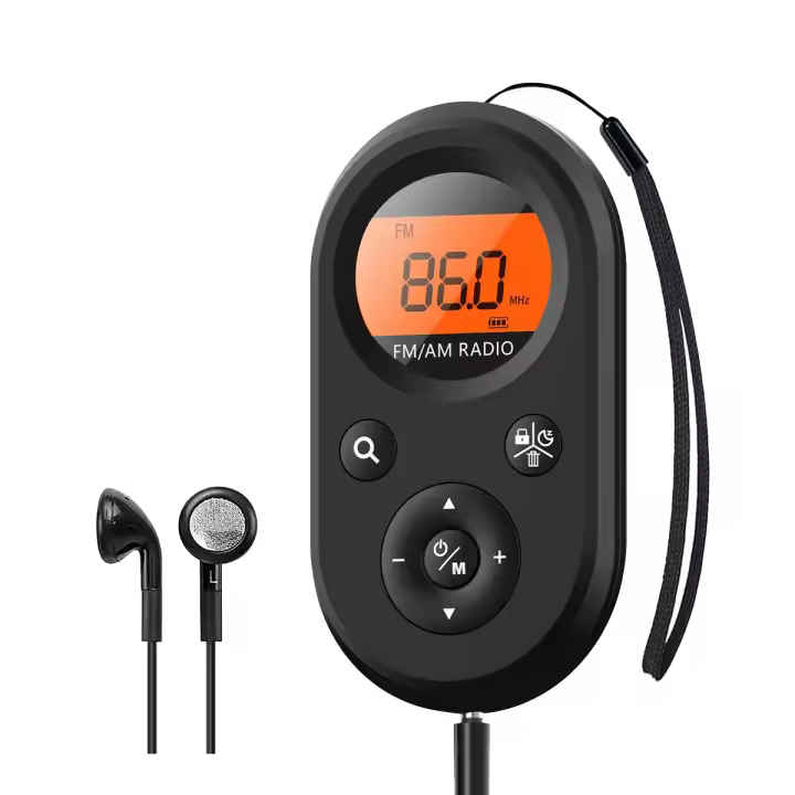 Radio de bolsillo Personal, Walkman recargable AM/FM con batería de larga duración, auriculares estéreo, temporizador de sueño - 1