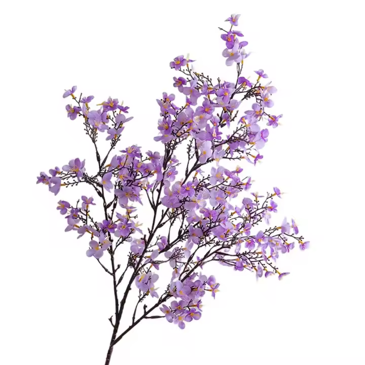 Rama de flor de melocotón Artificial de 97cm, flor de melocotón de seda elegante de plástico hecha a mano, flor falsa de tacto Real para sala de estar y escritorio - 1