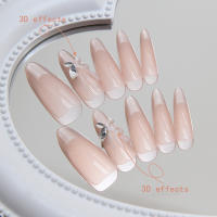 Uñas Postizas De Prensa En Forma De Almendra 30 Piezas 3D Con Diamantes Adhesivo Y Linterna Para Fiesta - details 1