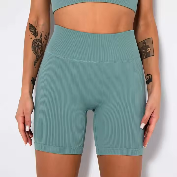 Pantalones cortos deportivos de punto sin costuras, informales, de cintura alta, Push Up, para ciclismo, correr, ajustados, levantamiento de cadera, Yoga, ropa deportiva - 1
