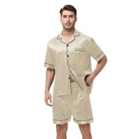 Conjunto de Pijama de Manga Corta para Hombre de Talla Grande Pantalones Cortos de Satén, Ropa de Dormir Fresca, Traje de Pijama Informal de Verano - details 10