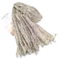 Chal de viscosa con borla y purpurina de para mujer, bufanda suave y brillante, Pashmina plateada, estola, Hijab musulmán - details 6