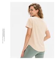Camiseta deportiva lisa de manga corta para mujer, Top holgado para Fitness, camiseta de gimnasio - details 11