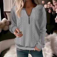 Camisetas con cuello en v para mujer, jerséis informales de manga larga, camiseta para mujer de otoño - details 3