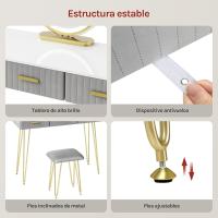 Mesa de Maquillaje Redonda con 3 Cajones Juego de Mesa Tocadora con Taburete - details 23